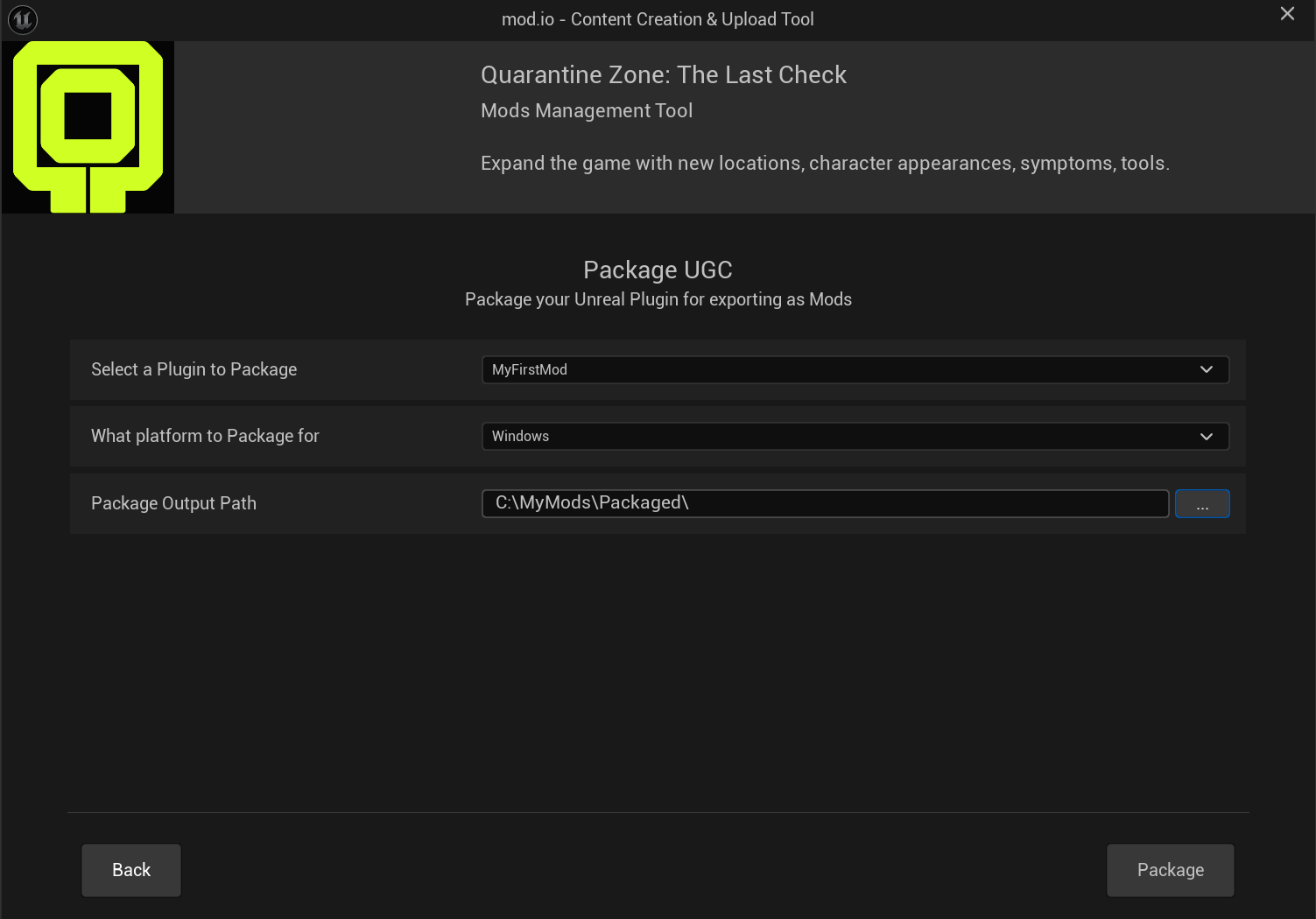 The Package UGC form